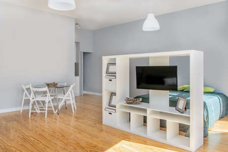 A Modern Style Studio With Dining Tableのeditorial素材