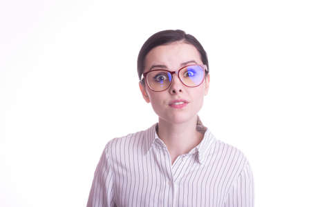 girl in a white shirt and glasses