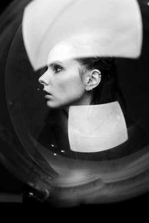 european model black and white portrait