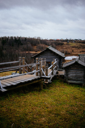houses in the Russian villageのeditorial素材