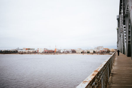 Arhangelsk, Russia - November 18 2020: Bridge over riverのeditorial素材