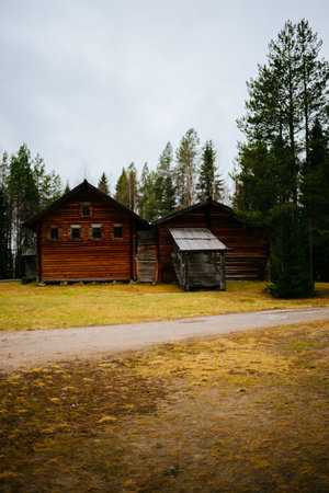 Arhangelsk, Russia - November 18 2020: houses in the Russian villageのeditorial素材