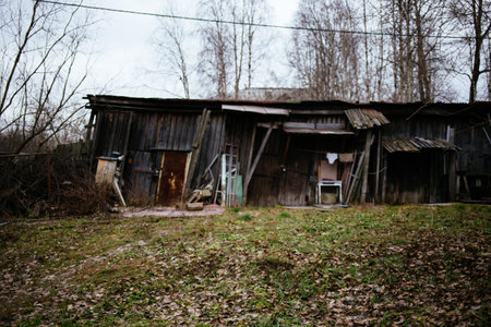 Arhangelsk, Russia - November 18 2020: wooden dwelling houseのeditorial素材