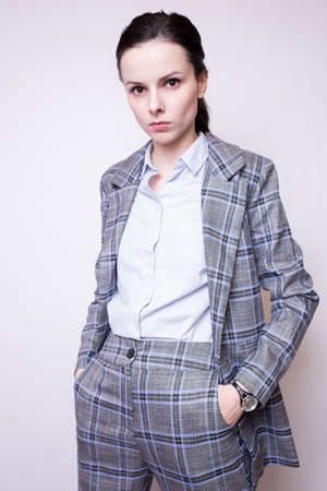 woman office worker in a cage suitの写真素材