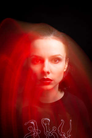 art portrait of a girl with white skin, mixed light