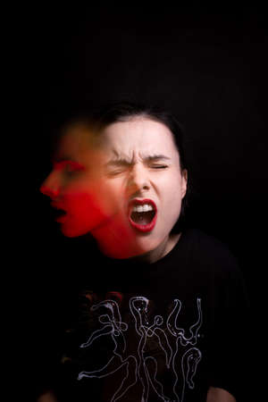 art portrait of a woman with white skin, mixed lightの写真素材