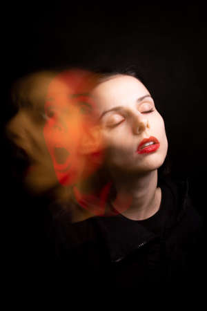 art portrait of a girl with white skin, mixed light