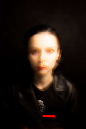 art portrait of a woman with white skin, mixed light