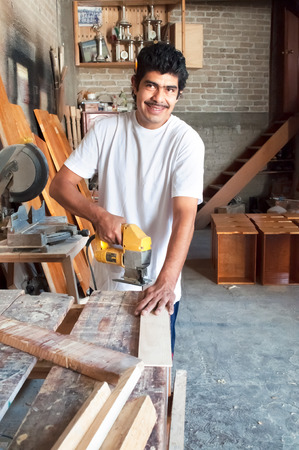 Working wood in a Latin shopの写真素材