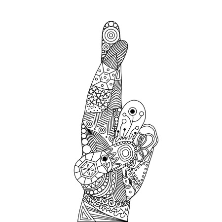 Hand gesture of luck or lie with zen designのイラスト素材