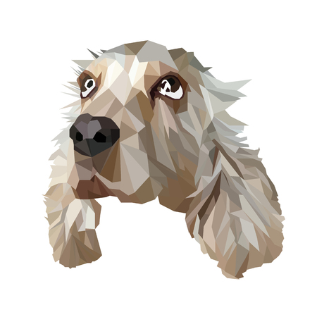 Vector illustration of Dog in Low Poly Style. Polygon Abstract Puppy in Beige Colors. Geometric Ppolygonal Puppy Silhouetteのイラスト素材