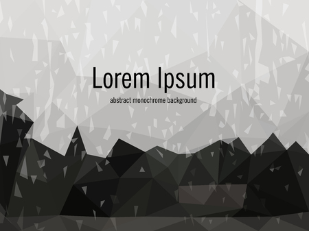 Vector Abstract Monochrome Background of Raining Day. Wallpaper of Weather with Trees in Low Poly Style. Vector illustration of Grey Fond. Nature backdrop. Ecology Concept for Your Graphic Designのイラスト素材