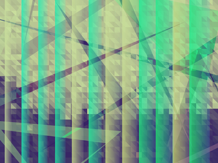 Vector Abstract Futuristic Geometric Background. Textured Wallpaper in Mosaic Style with Lines. Vector illustration of Fond in Acid Colors. Modern Concept in Violet and Green Colors for Graphic Designのイラスト素材