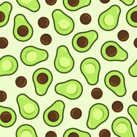 Vector Seamless of Avocado, Pattern for Print. Background for Organic Food and Vegan  Packaging, Kitchen, Textile, Phone Case. Mix design for Fabric and Decor. Texture for Eco and Healthy foodのイラスト素材