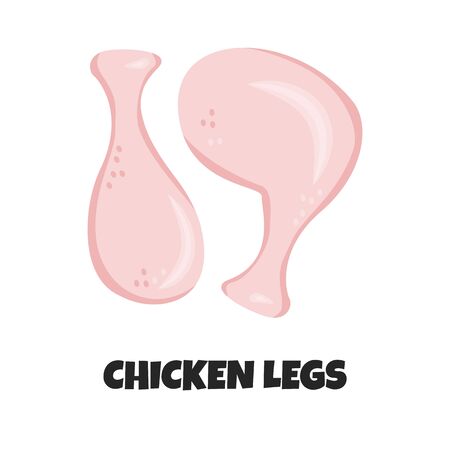 Vector Realistic Illustration of Chicken Legs. Concept of Raw Fresh Gammon or Hind Quarter. Icon of Piece of Turkey or Hen for Design Farm Product and Market. Uncooked Ingredient for Carnivore Dietのイラスト素材