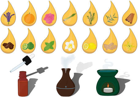 Essential oil aroma vector illustration setのイラスト素材