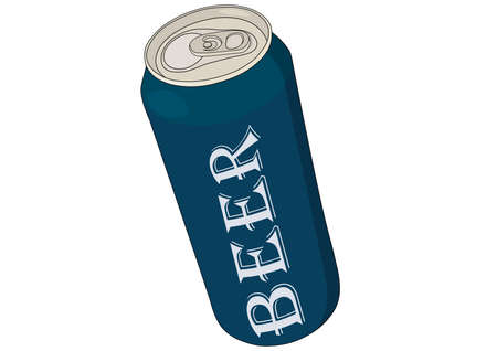 Blue colored beer can vector illustration with inscription. Aluminum mock up tinのイラスト素材