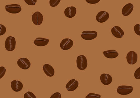 Seamless background coffee beans on brown colorのイラスト素材
