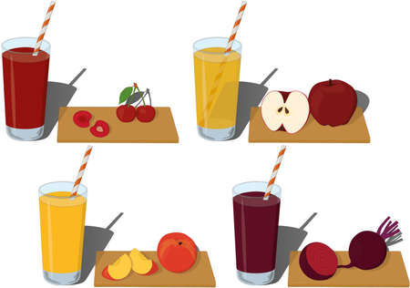 Glass of fresh fruit and vegetable juice vector illustrationのイラスト素材