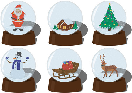 Christmas and new year snow globe collection vector illustrationのイラスト素材
