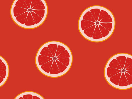 Grapefruit slices seamless juicy colorful fruit background vector illustrationのイラスト素材