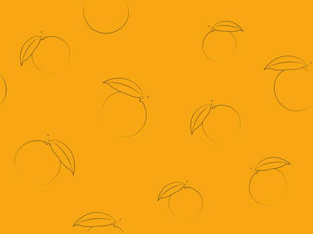 Orange citrus contour silhouette on orange color seamless background vector illustrationのイラスト素材