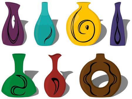 Ceramic vase collection vector illustrationのイラスト素材