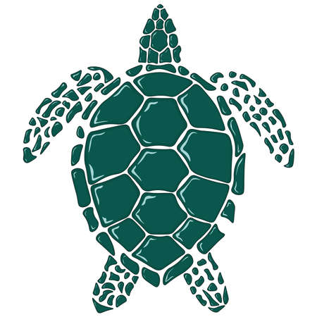 Abstract silhouette emerald green dark blue turtle vector illustrationのイラスト素材