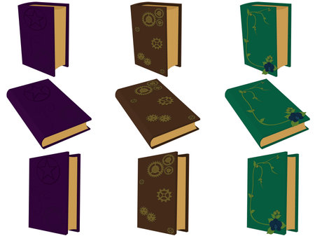 Magic, engineer and biology books game asset collection vector illustrationのイラスト素材