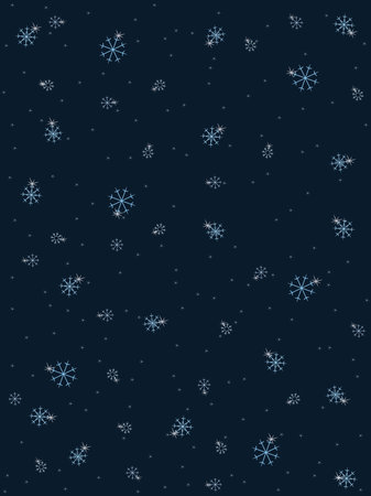 Various snowflakes on dark blue color, winter background vector illustrationのイラスト素材