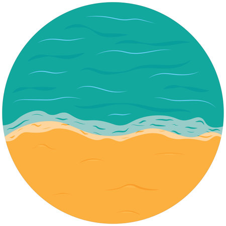Sunny day sea beach circle background vector illustrationのイラスト素材