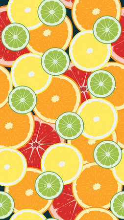 Citrus slices collection seamless background vector illustrationのイラスト素材