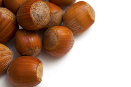 hazelnuts and empty space for your textの写真素材