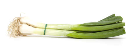 spring onion isolated on whiteの写真素材