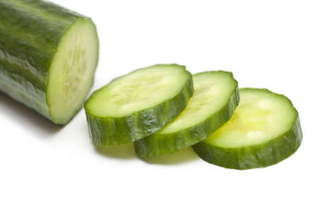 slice of cucumber isolatedの写真素材