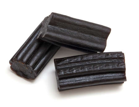 liquorice candies isolated on whiteの写真素材