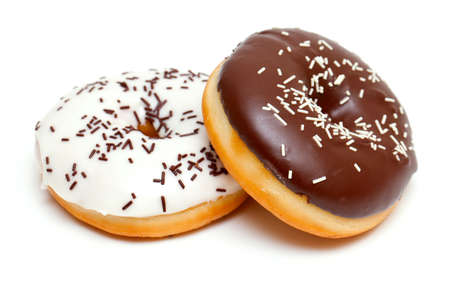 two doughnuts isolated on whiteの写真素材