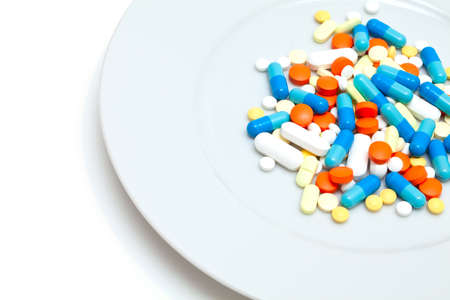 plate with pillsの写真素材