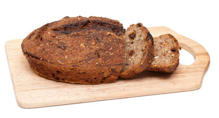 home-made bread from rye flour on white backgroundの写真素材