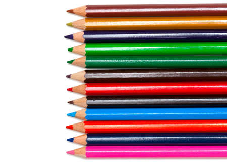 colorful pencils on white backgroundの写真素材