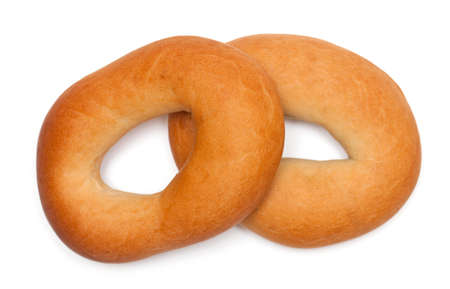 Ring bagels on a white backgroundの写真素材