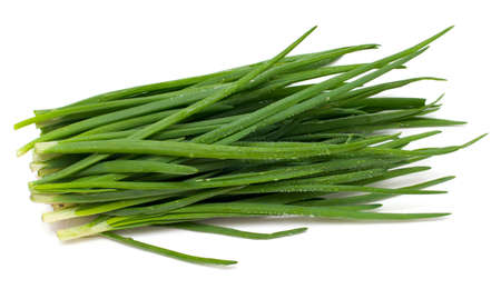 spring onion with droplet isolated on white