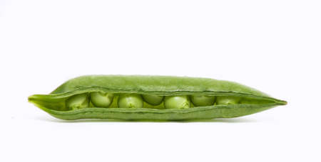 ripe pea pod on white backgroundの写真素材