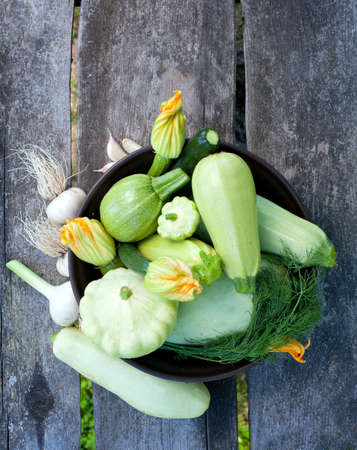 collection of zucchini and and marrow vegetablesの写真素材