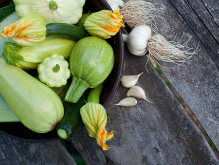 collection of zucchini and and marrow vegetablesの写真素材