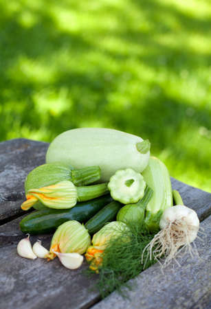 collection of zucchini and and marrow vegetablesの写真素材