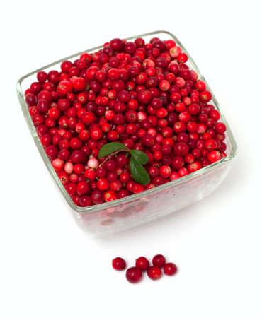 cranberries in a glass bowlの写真素材