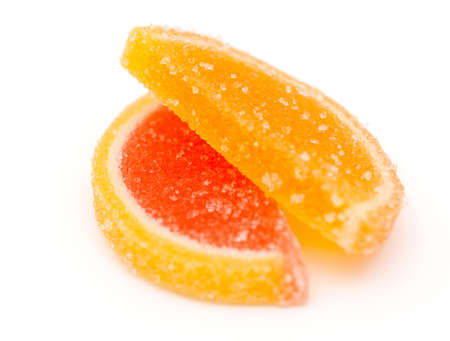 fruit jellies isolated on white background