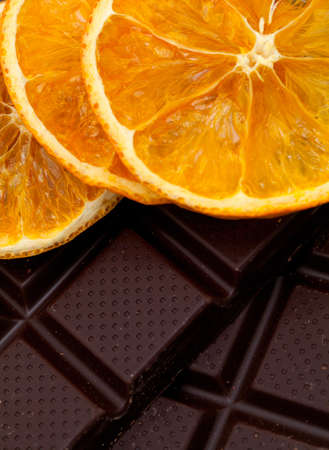 dried oranges and chocolateの写真素材