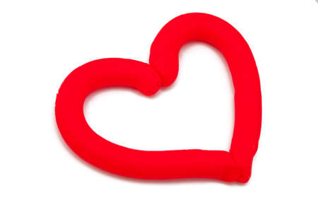 plasticine heart isolated on white background